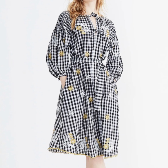 Innika Choo Smocked Gingham Avens Midi Dress - Picture 1 of 1